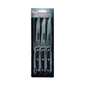 S/Steel Serrated Knives 3pk