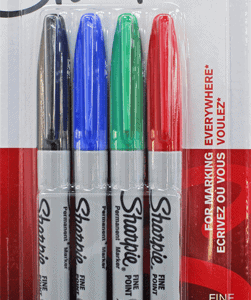 Sharpie 4 Fine Markers Assorted Colours Hang Pack