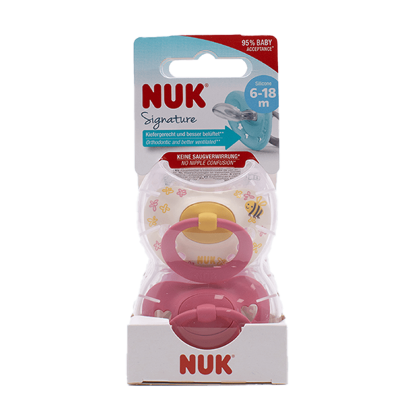 Signature Silicone Soother Size 2 Pink 6-18m 2 Pack