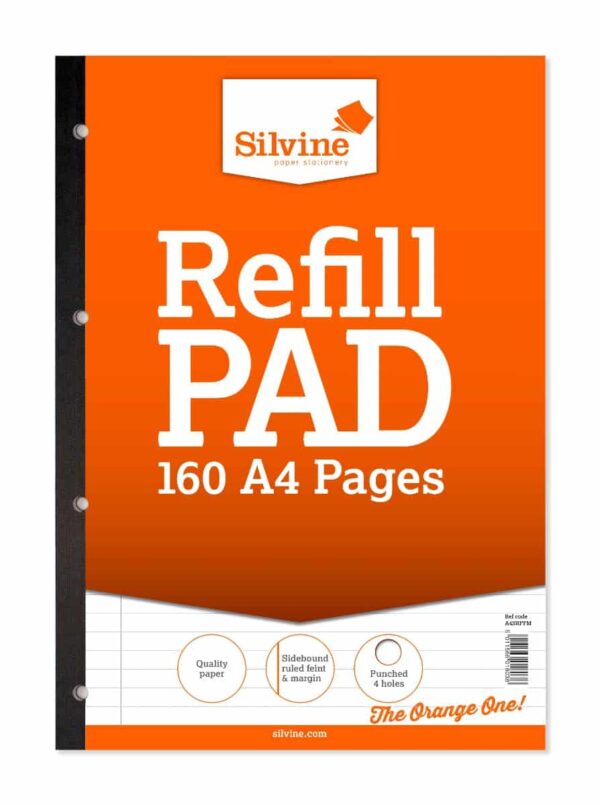 Silvine A4 Sidebound Refill Pad 160 Pages Lined with Margin