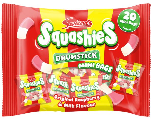 Swizzels Squashies Original Raspberry & Milk Flavour Multipack Bag 280g (20x14g Mini-Bags)