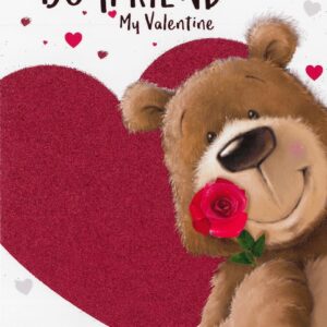 Valentine's Day Card Boyfriend - Bear With Heart & Rose