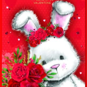 Valentine's Day Card Fiancee - Rabbit with Roses