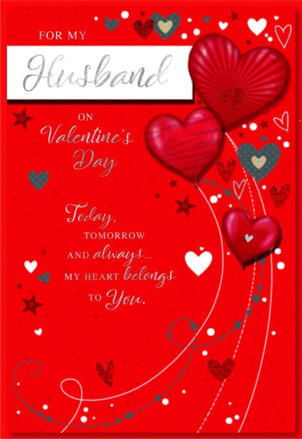 Valentine's Day Card Husband - Balloon Hearts