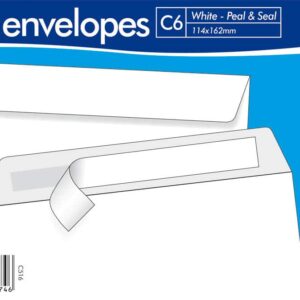 White Peel & Seal Envelopes - C6 114 x 162mm 50's