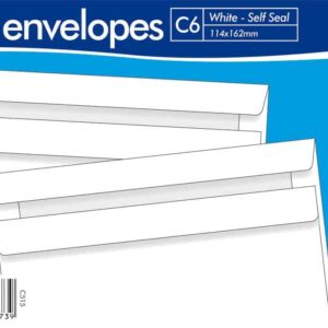 White Self Seal Envelopes - C6 114 x 162mm 50's