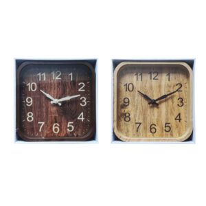 Wooden Pattern Square Wall Clock 30cm