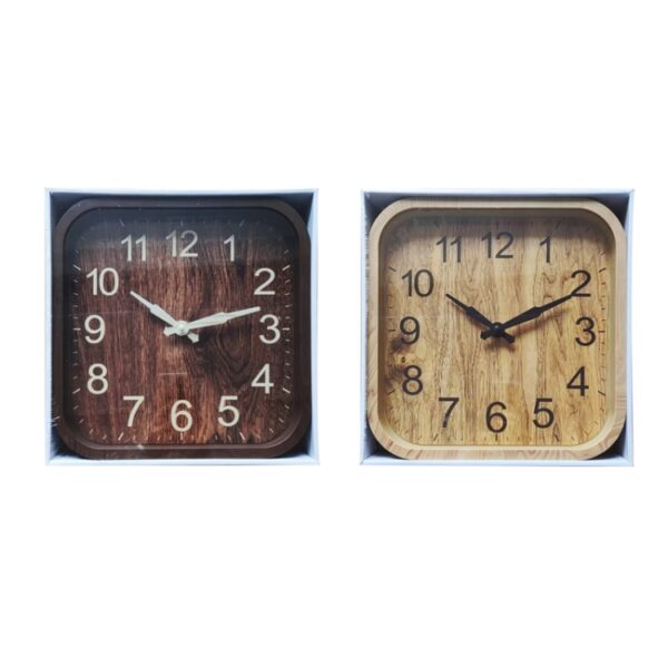 Wooden Pattern Square Wall Clock 30cm