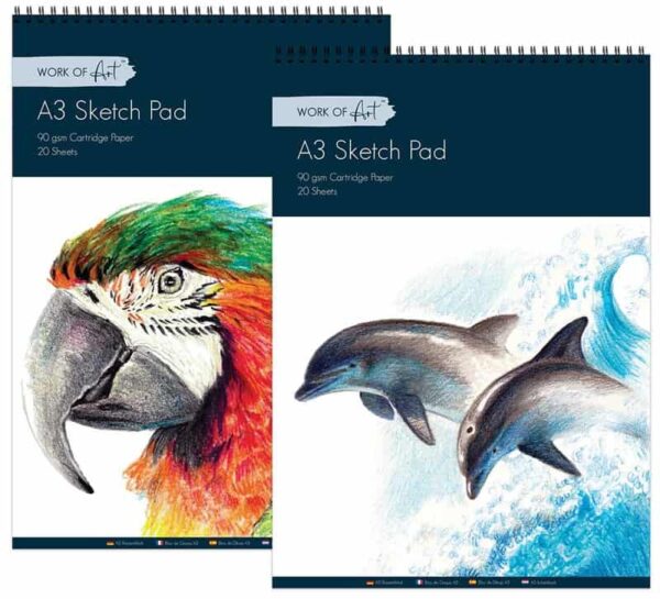 Work Of Art A3 Artist Sketch Pad Assorted Designs 20 Sheets