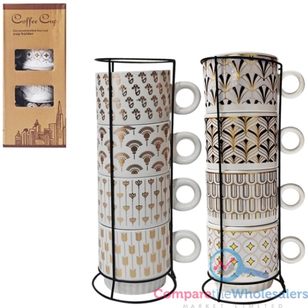 200ml Coffee Cup Set of 4 with Holder