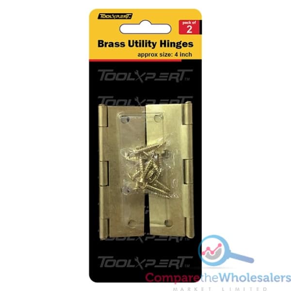 2pk 100mm Brass Utility Hinges