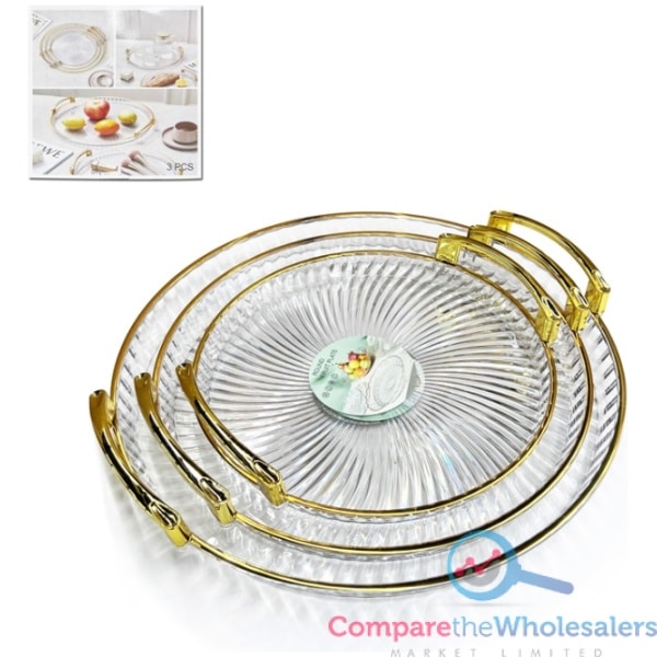 3pcs Clear Tray Set 26/30/36cm