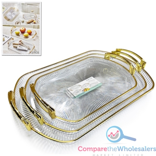 3pcs Clear Tray Set 33x21/36x24/41x28cm