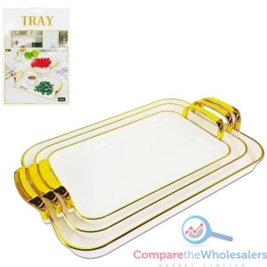 3pcs White Tray Set 33x22.5/38x26.5/42x31cm