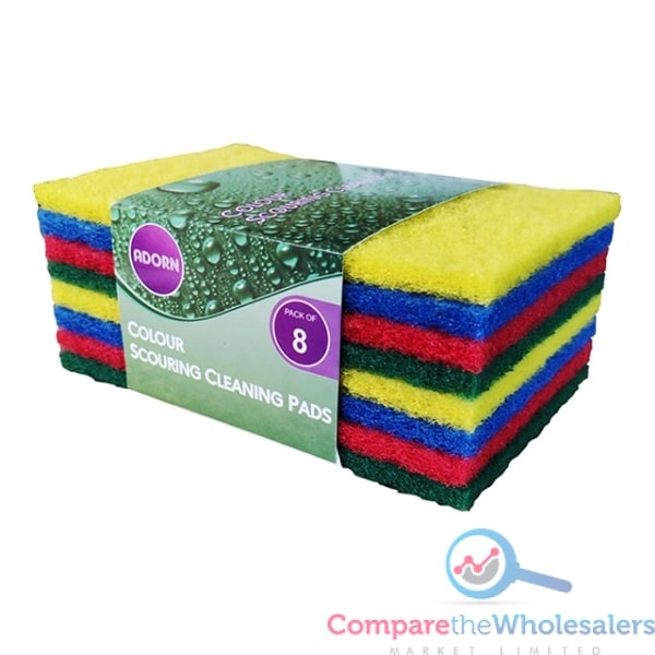 8pk Colour Scrub Cleaning Pads