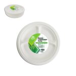 9'' Bagasse 3 Comp. Plate 50pk