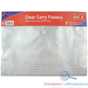 A4 Clear Carry Folders 4pk