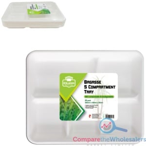 Bagasse 5 Compartment Tray 25pk