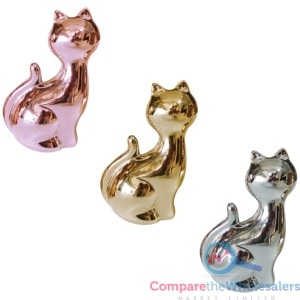 Chrome Figurine Ornament Cat 8*4cm