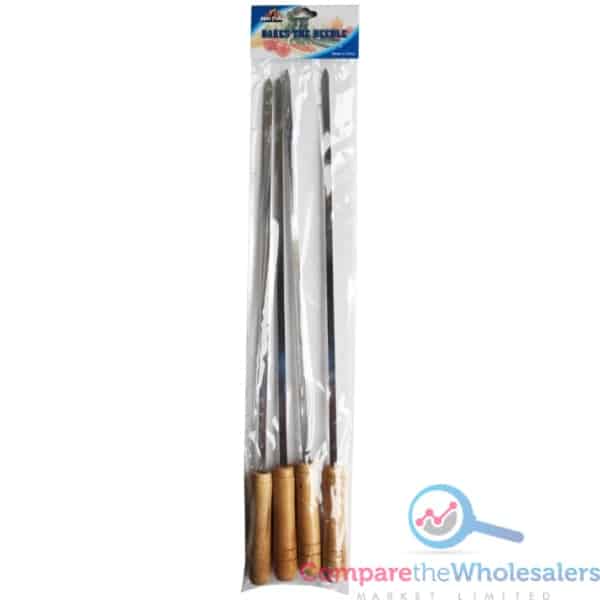 Flat Metal Skewer 4pk 42cm