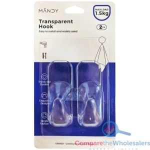 Heavy Duty Self Adhesive Clear Hooks 2pk