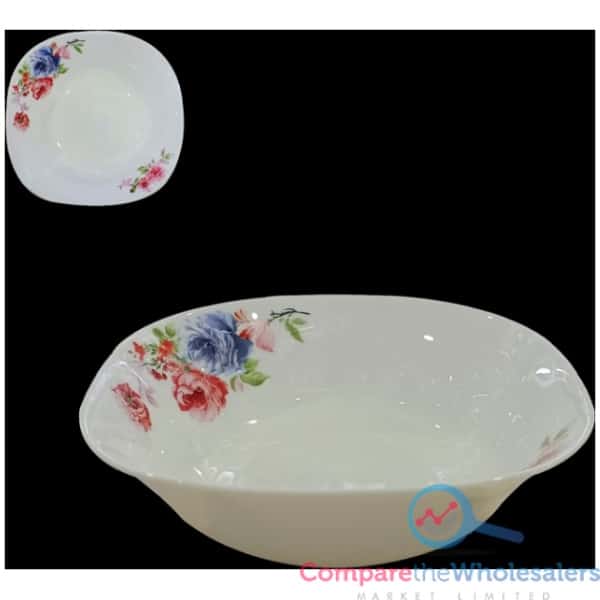 Opal Glass Floral Deep SQ Bowl 7.5''