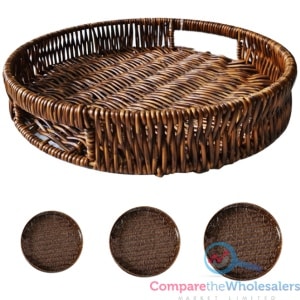 Rattan Tray 3pc Set 25/30/35x5cm (H)