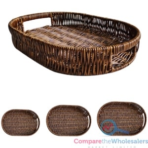 Rattan Tray Set 31X21/36x26/41x31cm x5cm