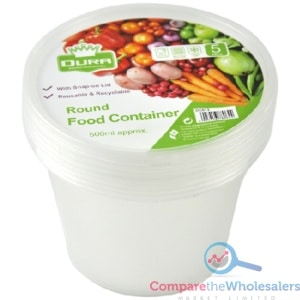 Reusable Pots With Lids 5pk 500ml