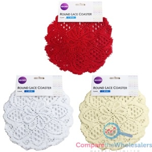 Round Lace Coaster 20cm 4pk