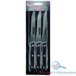 S/Steel Serrated Knives 3pk