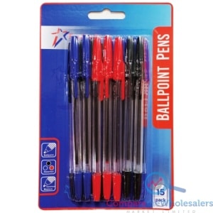 Value Ballpoint Pens Asst Colour 15pk