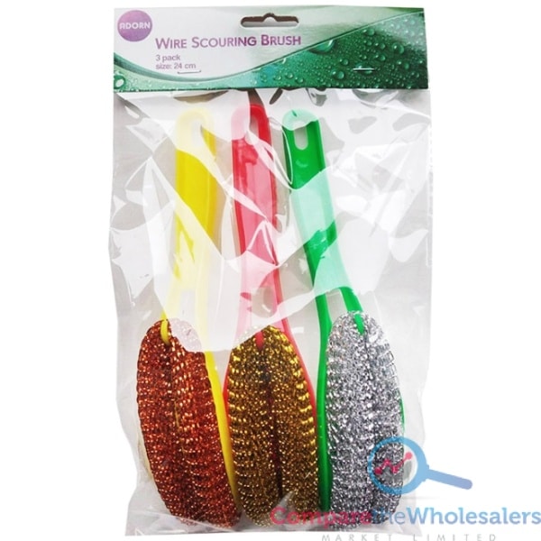 Wire Scouring Brush 24cm 3pk