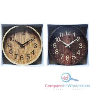 Wooden Pattern Round Wall Clock 30cm