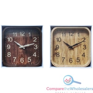 Wooden Pattern Square Wall Clock 30cm