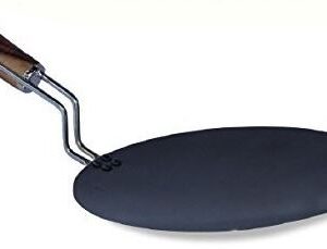 10-Inch Iron Tawa Pan with Wooden Handle