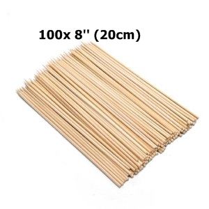 100 Bamboo Skewers for Satay, 8 Inches (20 cm)