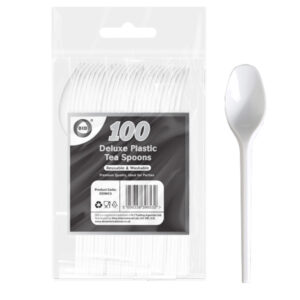 100-Pack of Premium Heavy-Duty Reusable Plastic Tea Spoons