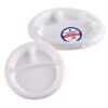 10.25'' Disposable Round Plastic Plates with 3 Compartments, Pack of 6