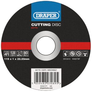 115mm x 1mm x 22.23mm Draper Metal Cutting Disc