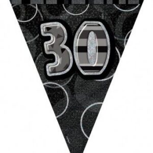 12 FT Black Glitz 30th Birthday Flag Banner