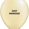 12 Ivory Balloons with "Just Married" Message