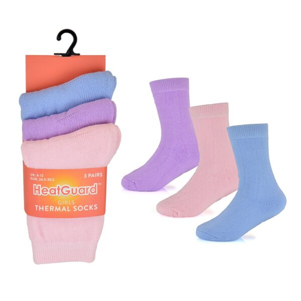 12-Pack Girls' Thermal Socks, 3 Pairs Each