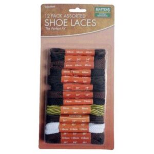 12-Pack of Assorted Shoe Laces in Brown, Black, and White