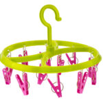 12 Pegs on Round Plastic Clothes Hangers in 3 Assorted Colors