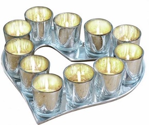 12-Piece 30CM Heart-Shaped Votive Holder Set