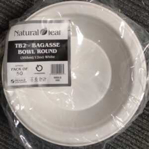 12oz Biodegradable Bowls (335ml) Made from Natural Leaf Bagasse - Pack of 50