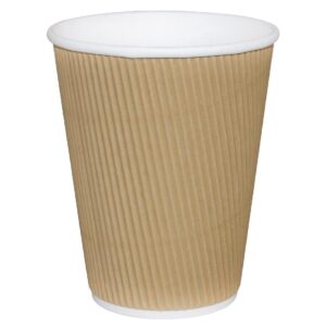 12oz Brown Kraft Ripple Wall Hot Drink Cups - Pack of 25