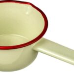 14CM Cream Enamel Milk Pan with Red Trim by FALCON