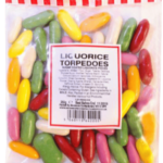 150g Bag of Monmore Liquorice Torpedoes